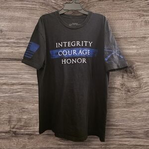 Grunt Style “Integrity Courage Honor” Thin Blue Line Graphic Tee – Men’s XL